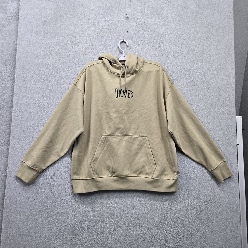 Dickies Men Hoodie L/G Tan Fleece Logo Activewear Hooded Pockets